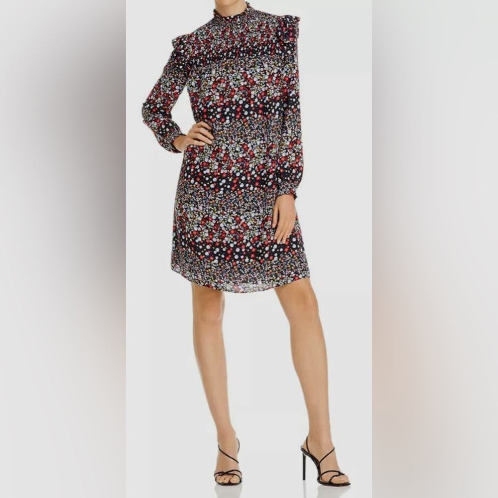 Nanette Lepore Smocked Navy floral Shift Dress